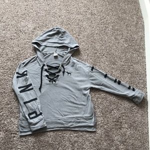 Pink sweater with hoddie